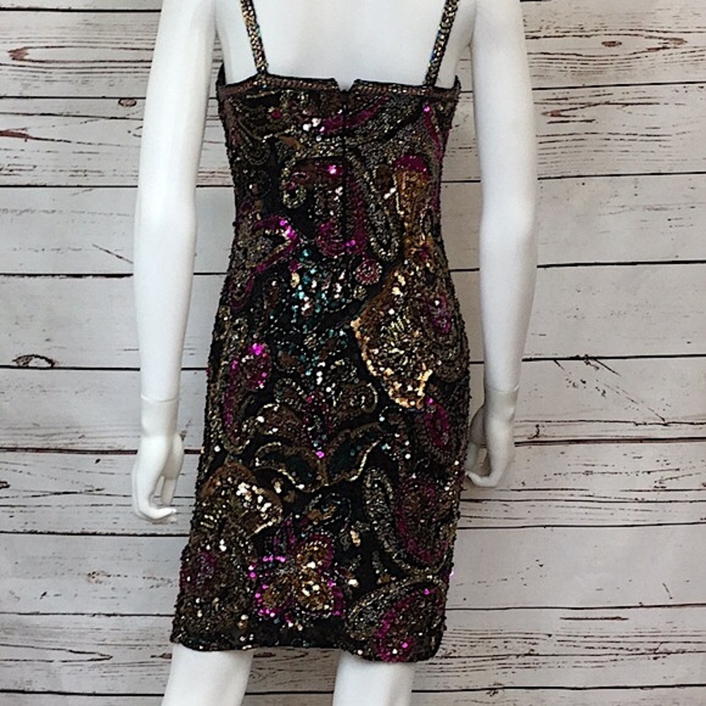 Vintage Black & Gold Lime Nite Beaded Tank Dress - Picture 8 of 13